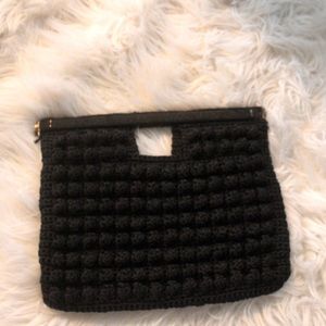 Black knit clutch